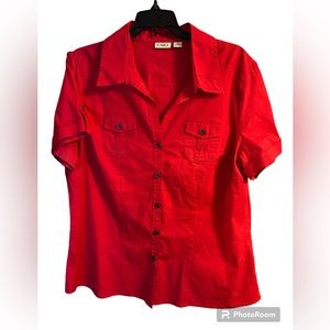 Cato Button up Shirt short sleeve roll tab Sz XL Red